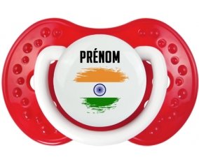 Drapeau effet pinceau Inde avec prénom Sucette LOVI Dynamic Blanc-rouge classique