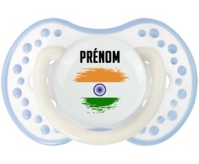 Drapeau effet pinceau Inde avec prénom Sucette LOVI Dynamic Blanc-cyan classique