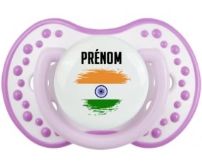 Drapeau effet pinceau Inde avec prénom Sucette LOVI Dynamic Blanc-mauve classique