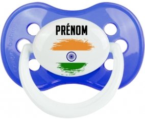 Drapeau effet pinceau Inde avec prénom Tétine Anatomique Bleu classique