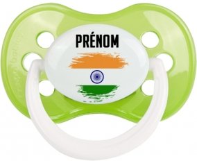 Drapeau effet pinceau Inde avec prénom Tétine Anatomique Vert classique
