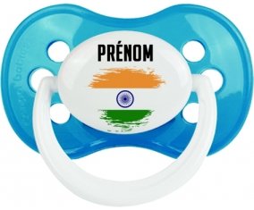 Drapeau effet pinceau Inde avec prénom Tétine Anatomique Cyan classique