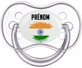 Drapeau effet pinceau Inde avec prénom Tétine Anatomique Transparente classique