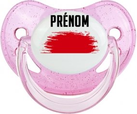 Drapeau effet pinceau Indonésie avec prénom Sucette Physiologique Rose à paillette
