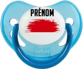 Drapeau effet pinceau Indonésie avec prénom Sucette Physiologique Bleue phosphorescente