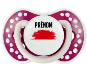 Drapeau effet pinceau Indonésie avec prénom Sucette LOVI Dynamic Fuchsia phosphorescente