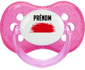 Drapeau effet pinceau Indonésie avec prénom Tétine Cerise Rose à paillette