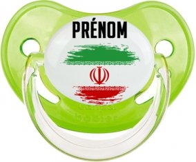 Drapeau effet pinceau L'Iran avec prénom Tétine Physiologique Vert classique