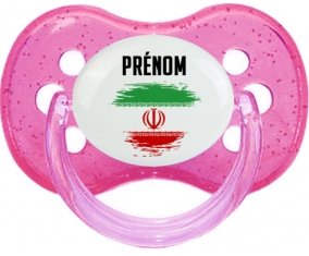 Drapeau effet pinceau L'Iran avec prénom Sucete Cerise Rose à paillette