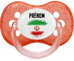 Drapeau effet pinceau L'Iran avec prénom Sucete Cerise Rouge à paillette