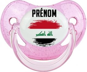 Drapeau effet pinceau Irak avec prénom Sucete Physiologique Rose à paillette