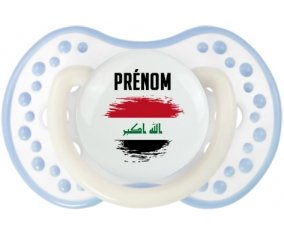 Drapeau effet pinceau Irak avec prénom Tétine LOVI Dynamic Blanc-cyan classique