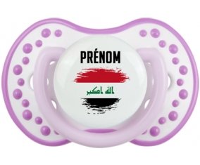 Drapeau effet pinceau Irak avec prénom Tétine LOVI Dynamic Blanc-mauve classique