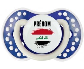 Drapeau effet pinceau Irak avec prénom Tétine LOVI Dynamic Bleu-marine phosphorescente