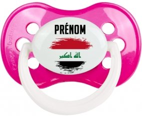 Drapeau effet pinceau Irak avec prénom Sucette Anatomique Rose foncé classique
