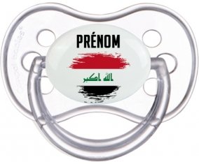 Drapeau effet pinceau Irak avec prénom Sucette Anatomique Transparente classique