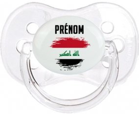 Drapeau effet pinceau Irak avec prénom Sucette Cerise Transparent classique