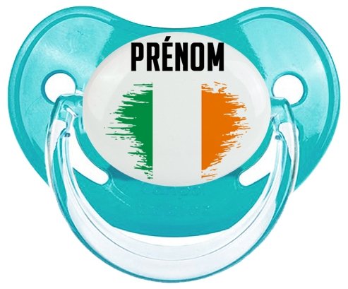 Drapeau effet pinceau Irlande avec prénom Sucette Physiologique Bleue classique
