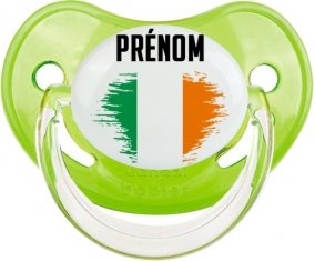 Drapeau effet pinceau Irlande avec prénom Sucette Physiologique Vert classique
