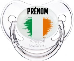 Drapeau effet pinceau Irlande avec prénom Sucette Physiologique Transparent classique