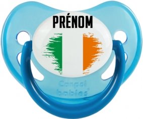 Drapeau effet pinceau Irlande avec prénom Sucette Physiologique Bleue phosphorescente