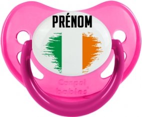 Drapeau effet pinceau Irlande avec prénom Sucette Physiologique Rose phosphorescente