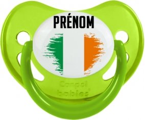 Drapeau effet pinceau Irlande avec prénom Sucette Physiologique Vert phosphorescente