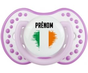 Drapeau effet pinceau Irlande avec prénom Sucette LOVI Dynamic Blanc-mauve classique