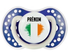 Drapeau effet pinceau Irlande avec prénom Sucette LOVI Dynamic Bleu-marine phosphorescente