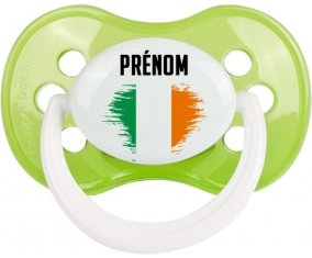Drapeau effet pinceau Irlande avec prénom Tétine Anatomique Vert classique