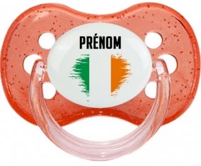 Drapeau effet pinceau Irlande avec prénom Sucette Cerise Rouge à paillette