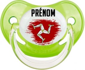 Drapeau effet pinceau Île de Man avec prénom Sucette Physiologique Vert classique