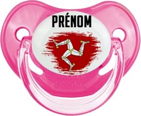 Drapeau effet pinceau Île de Man avec prénom Sucette Physiologique Rose classique