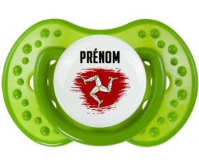 Drapeau effet pinceau Île de Man avec prénom Sucette LOVI Dynamic Vert classique
