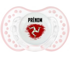 Drapeau effet pinceau Île de Man avec prénom Sucette LOVI Dynamic Retro-blanc-rose-tendre classique