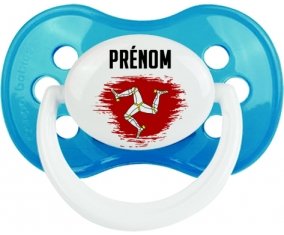 Drapeau effet pinceau Île de Man avec prénom Sucette Anatomique Cyan classique