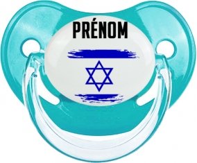 Drapeau effet pinceau Israël avec prénom Tétine Physiologique Bleue classique