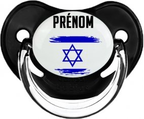 Drapeau effet pinceau Israël avec prénom Tétine Physiologique Noir classique
