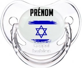 Drapeau effet pinceau Israël avec prénom Tétine Physiologique Transparent classique