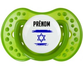 Drapeau effet pinceau Israël avec prénom : Sucette LOVI Dynamic personnalisée