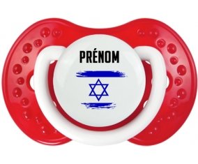 Drapeau effet pinceau Israël avec prénom Sucete LOVI Dynamic Blanc-rouge classique