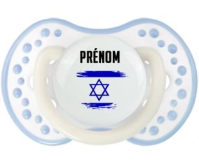 Drapeau effet pinceau Israël avec prénom Sucete LOVI Dynamic Blanc-cyan classique