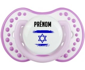Drapeau effet pinceau Israël avec prénom Sucete LOVI Dynamic Blanc-mauve classique
