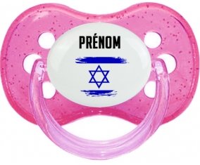 Drapeau effet pinceau Israël avec prénom Sucete Cerise Rose à paillette