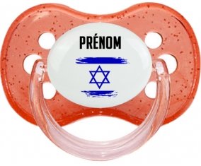 Drapeau effet pinceau Israël avec prénom Sucete Cerise Rouge à paillette