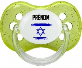 Drapeau effet pinceau Israël avec prénom Sucete Cerise Vert à paillette
