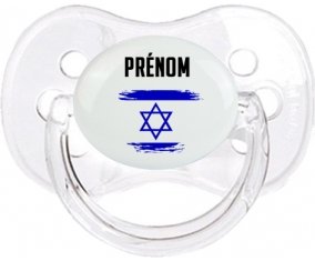 Drapeau effet pinceau Israël avec prénom Sucete Cerise Transparent classique