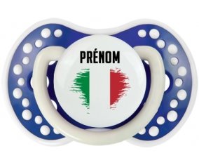 Drapeau effet pinceau Italie avec prénom Tétine LOVI Dynamic Bleu-marine phosphorescente