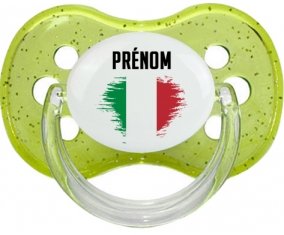 Drapeau effet pinceau Italie avec prénom Sucette Cerise Vert à paillette