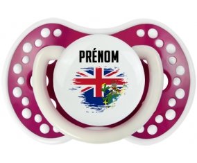 Drapeau effet pinceau Îles Pitcairn avec prénom Sucette LOVI Dynamic Fuchsia phosphorescente